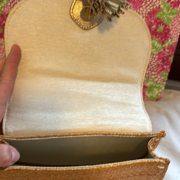 Lilly Pulitzer Sirena Crossbody Bag Raffia Gold Tassel - Picture 7 of 11